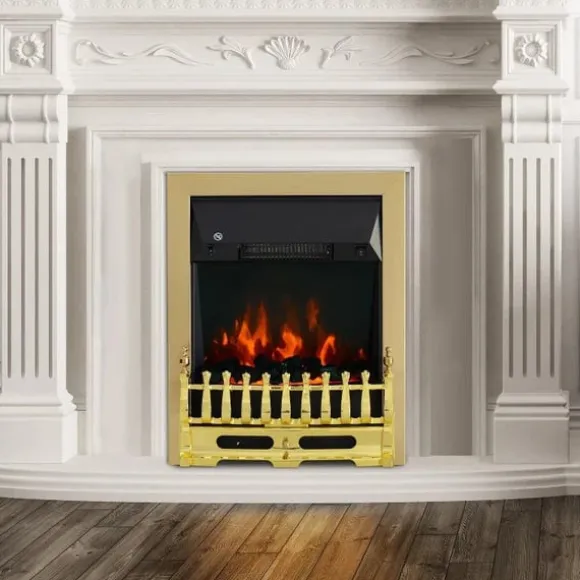 Rootz Elektrisk Pejs - Pejs - El Pejseovn - Pejseovn - Fritstående - Pejsflamme - 1000/2000W - Guld - 48,2 X 18,5 X 59,2 Cm