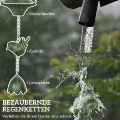 Rootz 3er Set Rain Chain - Drain Chain - Rainflow Chain - Korrosionsbestandig - 123 cm X Ø12CM til let havedekoration