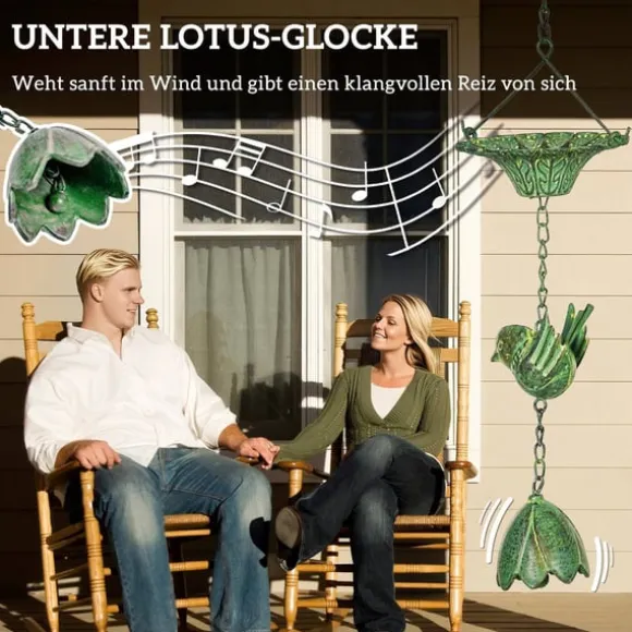 Rootz 3er Set Rain Chain - Drain Chain - Rainflow Chain - Korrosionsbestandig - 123 cm X Ø12CM til let havedekoration