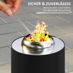 Rootz Fire Bowl pejs - Røgfri brandskaller - Rustfrit stål Fire Pit - Robust & varmebestandig - Ø16X25CM