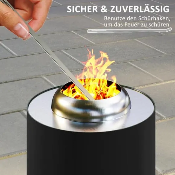 Rootz Fire Bowl pejs - Røgfri brandskaller - Rustfrit stål Fire Pit - Robust & varmebestandig - Ø16X25CM