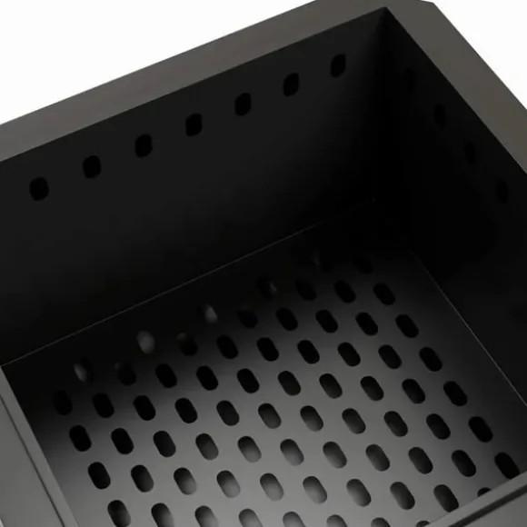 Rootz Fire Pit - Inklusiv poker - Ildtønde - Robust konstruktion - Metal og rustfrit stål - Sort - 48L x 48W x 41H cm