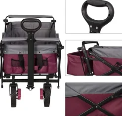 Rootz foldbar håndvogn med tag - Brugsvogn - Havevogn - Holdbar 600D polyester - Nem opbevaring - Kraftig 80 kg Kapacitet - 120 cm x 51 cm x 93 cm