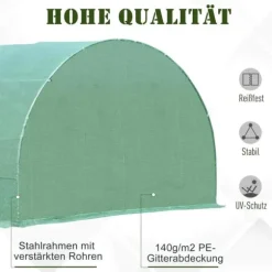 Rootz Folie Drivhus - Tomat Drivhus - Tunnel Kold Ramme - Drivhus - Tomat Folie Drivhus - Grøn - 590 X 300 X 200 CM
