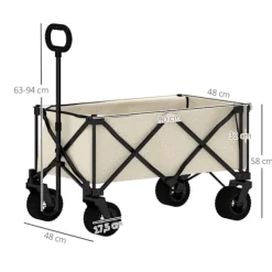 Rootz Garden Car - Foldbar transportkurv - Resilient Handcart - 100 kg kapacitet - 90 cm x 48 cm x 92 cm - Brun Oxford stof