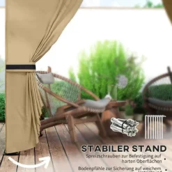 Rootz Garden Gazebo 3.4x3.4m - Øltelt - Udendørs husly - UV -beskyttelse - Stålramme - 335L X 335W X 285H cm