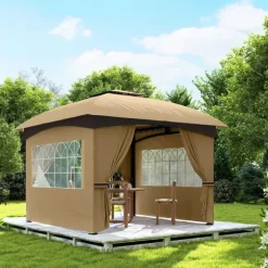 Rootz Garden Gazebo 3.4x3.4m - Øltelt - Udendørs husly - UV -beskyttelse - Stålramme - 335L X 335W X 285H cm