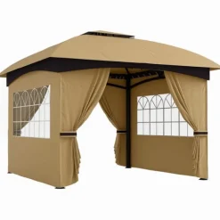 Rootz Garden Gazebo 3.4x3.4m - Øltelt - Udendørs husly - UV -beskyttelse - Stålramme - 335L X 335W X 285H cm