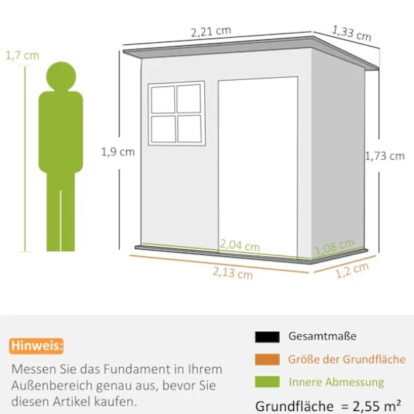 Rootz Garden Shed - Garden House - Udendørs opbevaring - Låsbar stålstruktur - 221 cm x 133 cm x 190 cm