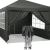 Rootz Gazebo Pop-Up telt - Vandtæt Pagoda - Solafskærmning - UV-beskyttelse, Regnbestandig, Nem opsætning - Metal og 210D Oxford-stof - 3 x 3 m Grå