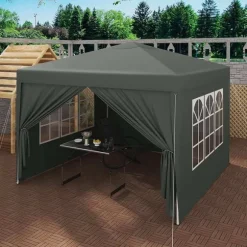 Rootz Gazebo Pop-Up telt - Vandtæt Pagoda - Solafskærmning - UV-beskyttelse, Regnbestandig, Nem opsætning - Metal og 210D Oxford-stof - 3 x 3 m Grå