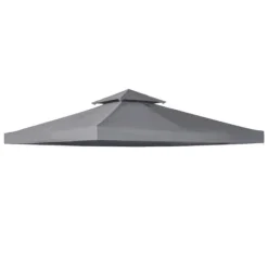 Rootz Gazebo Udskiftningstag - Udskiftningsbaldakin - Dobbeltlagstag - Pavillontag - Metal - Dybgrå - 300cm x 300co.