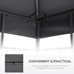 Rootz Gazebo Udskiftningstag - Udskiftningsbaldakin - Dobbeltlagstag - Pavillontag - Metal - Dybgrå - 300cm x 300co.