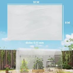 Rootz Greenhouse Cover - Plastic Tarpaulin - Plantedækning - UV -resistent vandtæt - Fremme vækst - 8m x 10m