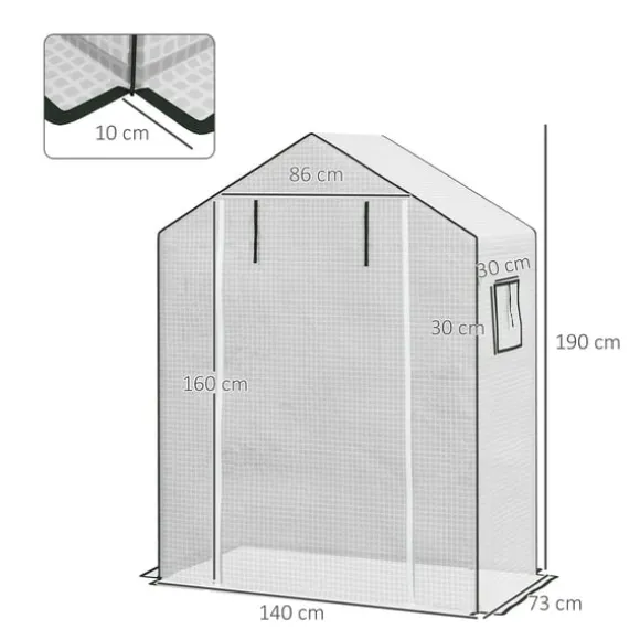 Rootz Greenhouse Film Cover - UV -beskyttet udskiftning Tarp - Tårebestandig plast - 140x73x190cm hvid