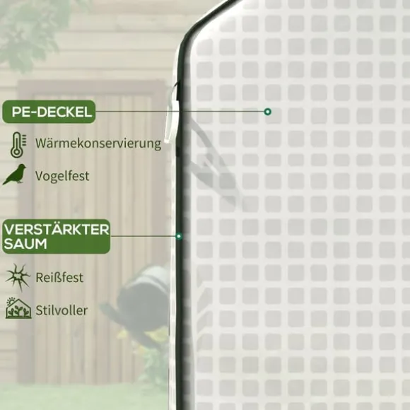 Rootz Greenhouse Film Cover - UV -beskyttet udskiftning Tarp - Tårebestandig plast - 140x73x190cm hvid