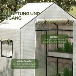 Rootz Greenhouse Film Cover - UV -beskyttet udskiftning Tarp - Tårebestandig plast - 140x73x190cm hvid