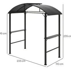 Rootz Grill Pavilion - Udendørs husly - BBQ Gazebo - Stålrammer - Solbeskyttelse - 1,1 m x 2,3 m - Grå