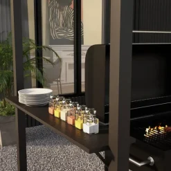 Rootz Grill Pavilion - Udendørs husly - BBQ Gazebo - Stålrammer - Solbeskyttelse - 1,1 m x 2,3 m - Grå