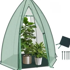 Rootz Growhouse - Plant House - Greenhouse - Vinterbeskyttelse - 130 GSM PE - 160x180x160cm - Gennemsigtig, grøn