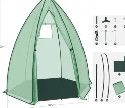 Rootz Growhouse - Plant House - Greenhouse - Vinterbeskyttelse - 130 GSM PE - 160x180x160cm - Gennemsigtig, grøn