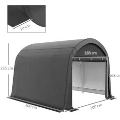 Rootz Haveopbevaringstelt - Robust stålramme - Dækspændingssystem - Festtelte - Store døre - Galvaniseret stål-PE - Grå - 300W x 300D x 235H cm