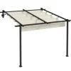 Rootz Havepavillon - Udtrækkeligt tag - Vægmonteret - Metalramme - Stål - Polyester - Cremehvid - 297L x 297W x 200/230H cm