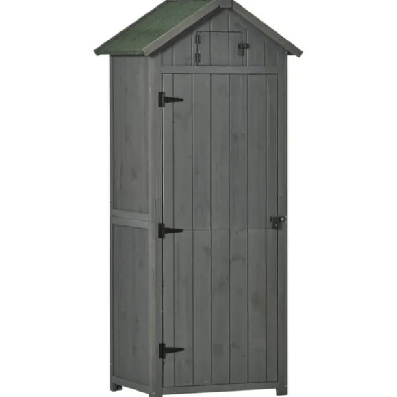 Rootz Haveskur - Haveopbevaringsskur - Haveskab - Haveredskabsskur - Grå/grøn - 77 x 54,2 x 179 cm