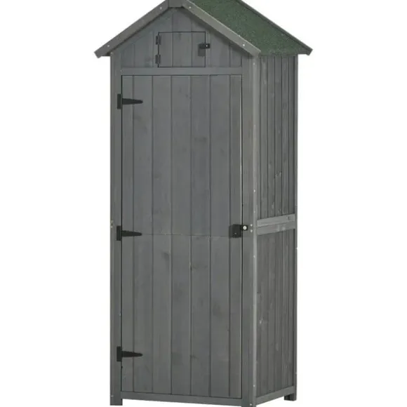 Rootz Haveskur - Haveopbevaringsskur - Haveskab - Haveredskabsskur - Grå/grøn - 77 x 54,2 x 179 cm