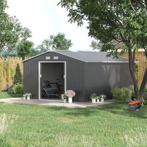 Rootz Haveskur - Opbevaringshaveskur - Skur - Grå - 12,5 X 11,1 fod