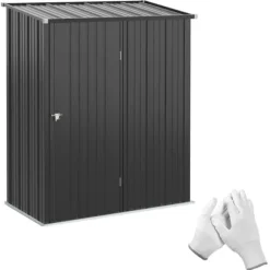 Rootz Haveskur - Værktøjsskur - Udendørs opbevaring - Vejrbestandig - Låsbar dør - Rummeligt interiør - 161,5 cm x 94,5 cm x 196 cm - Galvaniseret stå | CDON