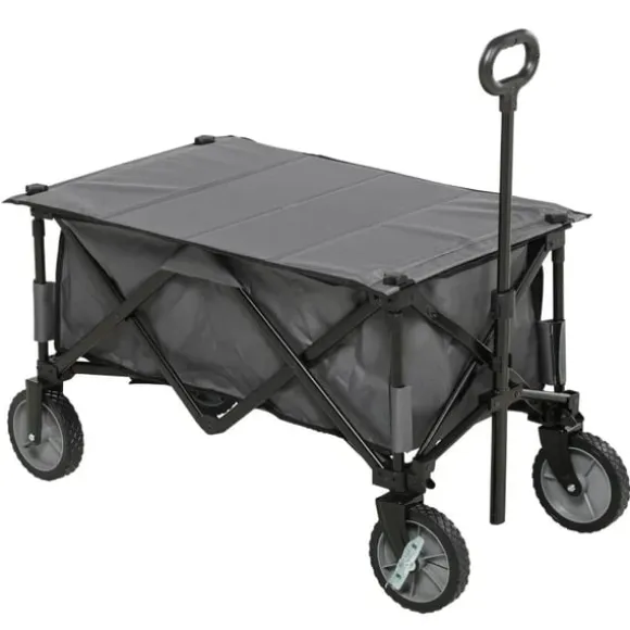 Rootz Havevogn - Cargo Traile On Wheels - Sammenklappelig vogn - 5 sidelommer - Justerbart håndtag - Op til 120 Kg - Stål - Mørkegrå - 100 x 55 x 93 c | CDON