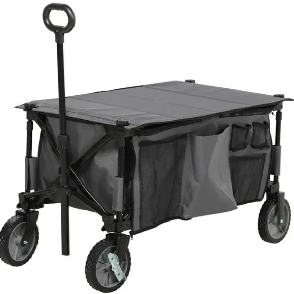Rootz Havevogn - Cargo Traile On Wheels - Sammenklappelig vogn - 5 sidelommer - Justerbart håndtag - Op til 120 Kg - Stål - Mørkegrå - 100 x 55 x 93 c | CDON