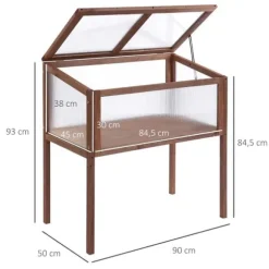 Rootz Højbed - Vækstbord - Urtebed - Plantekasse Til haven - Altan Og Terrasse - Grantræ - PC Board - Brun - 90 x 50 x 93 cm