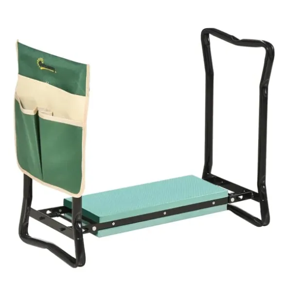 Rootz Kneeler - Sammenfoldelig havetaburet - 2 i 1 knæstøtte med værktøjstaske - EVA - Skum - Grøn - 58 x 28 x 49 cm