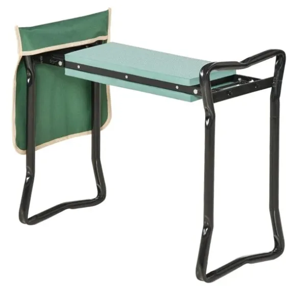 Rootz Kneeler - Sammenfoldelig havetaburet - 2 i 1 knæstøtte med værktøjstaske - EVA - Skum - Grøn - 58 x 28 x 49 cm