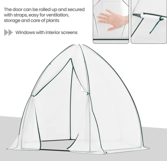 Rootz konisk drivhus - Havedrivhus - Plantehus - Vejrbestandig, holdbar struktur, Optimal ventilation - 240cm x 200cm x 240cm / 160cm x 180cm x 160cm | CDON