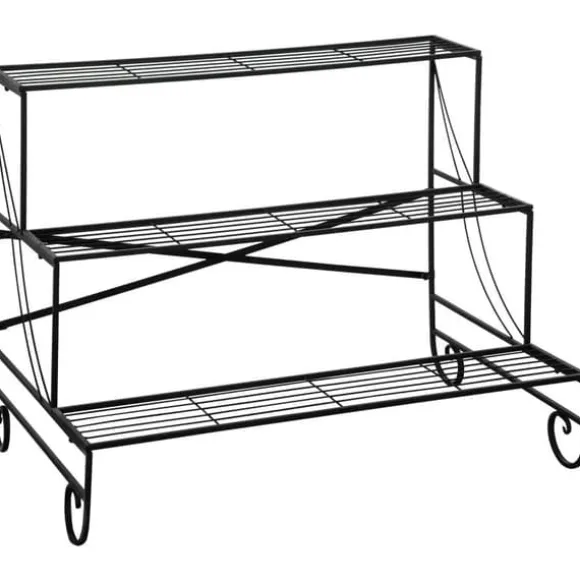 Rootz metal blomsterstativ - plantestativ - 3 etagers blomsterstativ - sort - 95 x 63 x 72 cm