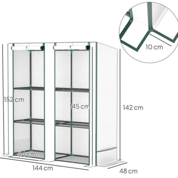 Rootz Mini -Greenhouse - Plant Shelter - Bærbart drivhus - UV -resistent - 144 x 48 x 152 cm - Perfekt til små haver