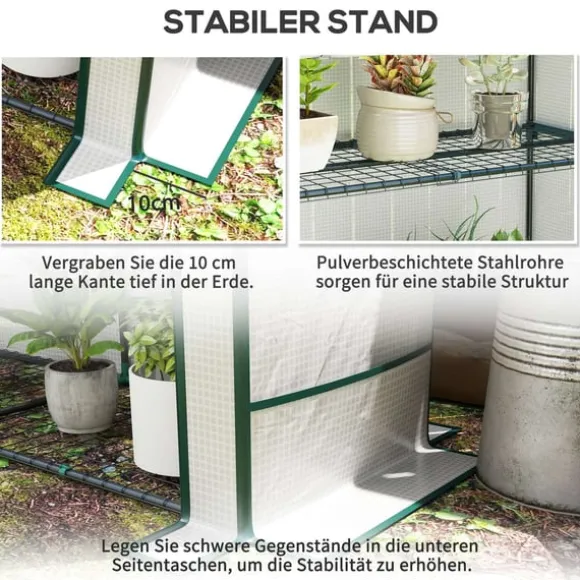 Rootz Mini -Greenhouse - Plant Shelter - Bærbart drivhus - UV -resistent - 144 x 48 x 152 cm - Perfekt til små haver