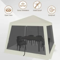 Rootz Outdoor Pavillion - Gazebo - Havely - UV-beskyttelse - Insektfrit mesh - Robust metalramme - 300 cm x 250 cm x 300 cm