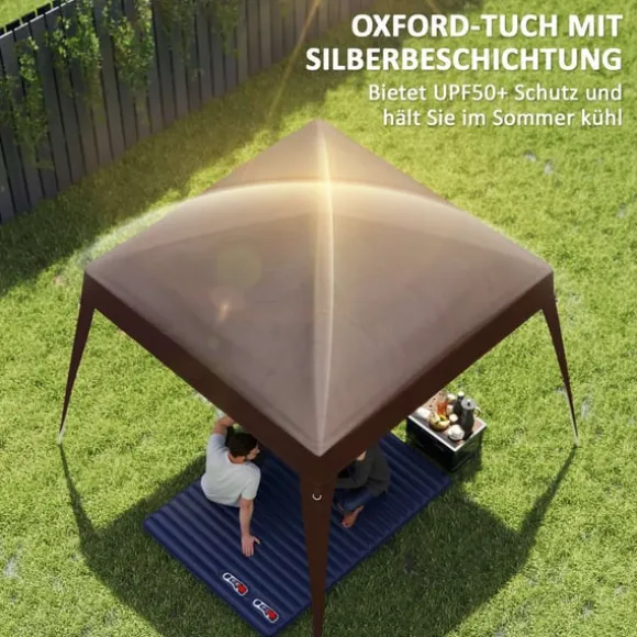 Rootz Pavilion Replacement Roof - Tarpaulin - Telt Cover - UPF50+ Sun Protection - Oxford Fabric - 240 cm x 240 cm (øverst) 300 cm x 300 cm (base)