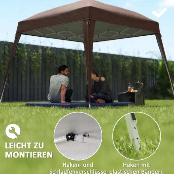 Rootz Pavilion Replacement Roof - Tarpaulin - Telt Cover - UPF50+ Sun Protection - Oxford Fabric - 240 cm x 240 cm (øverst) 300 cm x 300 cm (base)