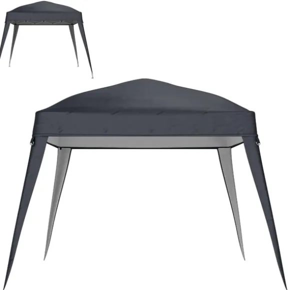 Rootz Pavilion Udskiftningstak - Haveteltafdækning - Tarpaulin baldakin - UPF50+ beskyttelse - 3x3m base, 2,4x2,4 m top - Grå Oxford stof