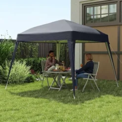 Rootz Pavilion Udskiftningstak - Haveteltafdækning - Tarpaulin baldakin - UPF50+ beskyttelse - 3x3m base, 2,4x2,4 m top - Grå Oxford stof