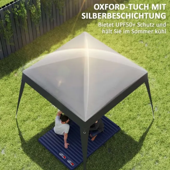 Rootz Pavilion Udskiftningstak - Haveteltafdækning - Tarpaulin baldakin - UPF50+ beskyttelse - 3x3m base, 2,4x2,4 m top - Grå Oxford stof