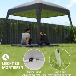Rootz Pavilion Udskiftningstak - Haveteltafdækning - Tarpaulin baldakin - UPF50+ beskyttelse - 3x3m base, 2,4x2,4 m top - Grå Oxford stof