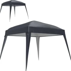 Rootz Pavilion Udskiftningstak - Haveteltafdækning - Tarpaulin baldakin - UPF50+ beskyttelse - 3x3m base, 2,4x2,4 m top - Grå Oxford stof