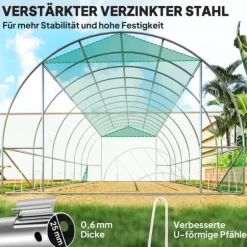 Rootz Poly Tunnel Greenhouse - Walk -in Telt - Growing House - Udvid dyrkningssæson - 600 cm x 300 cm x 197 cm