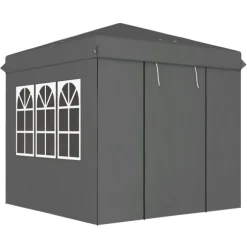 Rootz Pop Up Gazebo - Garden Tent - Outdoor Pavilion - UPF50+ UV -beskyttelse - mørkegrå - 250L x 250W x 268H cm
